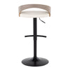 Grotto - Adjustable Barstool - Black Metal, Light Gray Wood