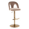 Ava - Upholstered Adjustable Barstool (Set of 2) - Gold Base