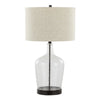 Botella - 28" Glass Table Lamp (Set of 2) - Clear Dimpled Glass And Oil Bronze Metal With Natural Linen Shade And Built-In USB Port from Grandview Gallery