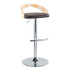 Grotto - Adjustable Barstool - Chrome Metal, Natural Wood