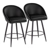 Matisse - 26" Highback Fixed-Height Counter Stool With Swivel And Round Black Metal Footrest (Set of 2) - Black Metal