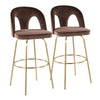Ava - Upholstered Fixed-Height Barstool (Set of 2) - Gold Base