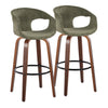 Curvo - 30" Fixed-Height Barstool With Swivel And Round Metal Footrest (Set of 2) - Walnut Wood