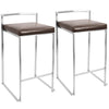 Fuji - Stackable Counter Stool (Set of 2) - Brown Faux Leather