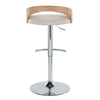 Grotto - Adjustable Barstool - Chrome Metal, Whitewashed Wood