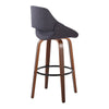 Fabrizzi - 30" Fixed-Height Barstool With Swivel And Round Black Metal Footrest (Set of 2) - Walnut Wood