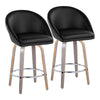 Matisse - Highback Fixed-Height Counter Stool (Set of 2) - Light Gray Wood, Black Faux Leather, Chrome Metal