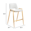 Desi Counter Stool White & Gold — Set of 2