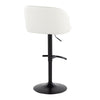 Fran - Adjustable Barstool (Set of 2) - Black Metal, White Faux Leather
