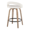 Grotto - Upholstered Fixed-Height Counter Stool (Set of 2) - Whitewashed Wood, White Faux Leather, Black Metal