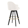 Ahoy - Upholstered Fixed-Height Barstool (Set of 2) - Black Base, Gold Footrest
