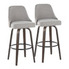 Marcel - 30" Fixed-Height Barstool With Swivel And Round Black Metal Footrest (Set of 2) - Walnut Glazed Wood