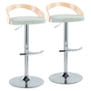 Grotto - Adjustable Barstool - Chrome Metal, Natural Wood