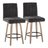 Hannah - 26" Fixed-Height Counter Stool With Swivel And Round Black Metal Footrest (Set of 2) - Whitewashed Wood