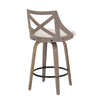 Charlotte - Farmhouse Counter Stool (Set of 2) - Light Gray Wood, Black Footrest