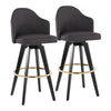 Ahoy - Upholstered Fixed-Height Barstool (Set of 2) - Black Base, Gold Footrest