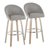 Matisse - 30" Highback Fixed-Height Barstool With Swivel And Round Chrome Metal Footrest (Set of 2) - Light Gray Wood