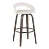 Grotto - Upholstered Fixed-Height Barstool (Set of 2) - Walnut Glazed Wood, White Faux Leather, Black Metal
