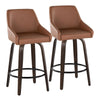 Hannah - 26" Fixed-Height Counter Stool With Swivel And Round Black Metal Footrest (Set of 2) - Walnut Glazed Wood