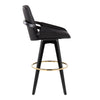 Cosmo - Fixed-Height Barstool (Set of 2) - Black Wood Base, Gold Footrest