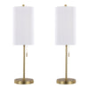 Bounty - Metal Buffet Lamp with Usb (Set of 2) - Gold Metal, White Linen