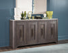 Lancia - Credenza With Stone Top - Charred Oak / White