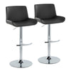 Santi - Upholstered Adjustable Barstool With Swivel And Rounded T Footrest (Set of 2) - Chrome Metal