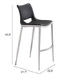 Ace Barstool (Set of 2) Black & Silver — Set of 2