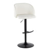 Fran - Adjustable Barstool (Set of 2) - Black Metal, White Faux Leather