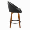 Matisse - 26" Highback Fixed-Height Counter Stool With Swivel And Round Black Metal Footrest (Set of 2) - Walnut Wood