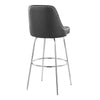 Studded - Marcel Fixed-Height Barstool (Set of 2) - Chrome Metal, Black Faux Leather