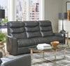 Bosa - Leather Power Reclining Sofa - Charcoal