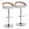 Grotto - Adjustable Barstool - Chrome Metal, Whitewashed Wood