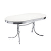 Retro Oval 60-inch Wood Top Dining Table White and Chrome — product view 1