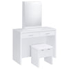 Bunbury Makeup Vanity Table Set Storage Mirror and Stool White — product view 1