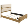 Bennett 63-inch Queen Upholstered Panel Bed Cream and Light Oak — product view 1