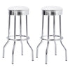 Retro Upholstered Metal Swivel Bar Stool White (Set of 2) — product view 1