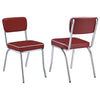 Retro Upholstered Dining Side Chair Red (Set of 2) — product view 1