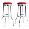 Retro Upholstered Metal Swivel Bar Stool Red (Set of 2) — product view 1