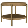 Arini Round End Side Table With Storage Shelf Sand Wash — product view 1