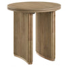 Adina Round Wood Side End Table Distressed Light Brown — product view 1
