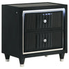 Ravenne 2-drawer Velvet Upholstered LED Nightstand with USB Black — product view 1
