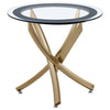 Brooke Round Glass Top Side End Table Metal Base Brass — product view 1
