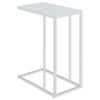 Stella White Glass Top C-Shaped Sofa Side Table Chrome — product view 1