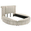 Sonya Upholstered Queen Round Storage Bed Ivory — product view 1