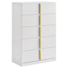 Ines 5-drawer Bedroom Chest of Drawers White High Gloss — product view 1