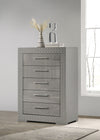 Ives 5-drawer Bedroom Chest of Drawers Grey High Gloss — product view 2