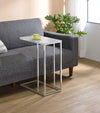 Stella White Glass Top C-Shaped Sofa Side Table Chrome — product view 2