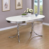 Retro Oval 60-inch Wood Top Dining Table White and Chrome — product view 2