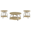 Dacre 3-piece Round Coffee and End Table Set Greige — product view 2